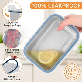 Cykorxicc 8-Piece 304 Stainless Steel Food Storage Containers with Lids, Leakproof & Airtight Bento Lunch Box, Oven/Freezer/Dishwasher Safe,Stackable Kitchen Storage Set