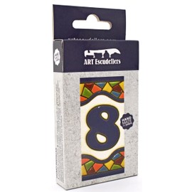 House numbers. Handpainted polichrome ceramic tiles. letters and numbers handpainted using dry rope technique perfect to create signs,addresses and names. Design MOSAICO MINI 2,87"X1,38" (NUMBER 8)
