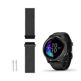 C2D JOY Compatible with Garmin Venu (Sq) and Vivoactive 3 (Music) Strap Replacement - Woven Metal (1601/L)