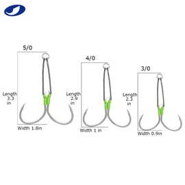 OCEAN CAT Rigged Assist Circle Hooks Dancing Stinger Jigging Slow Fall Fast Picth Jigs Hook Monster Butterfly Spirit Black Mamba for South California Tuna Bass Shark (Black Mamba-4/0, 1 Pack)