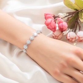 SecreTalk 3.5CT Moissanite Tennis Bracelet for Women, Sunflower 925 Sterling Silver D Color Ideal Cut Moissanite Bracelet with Certificate of Authenticity (3.5CT)