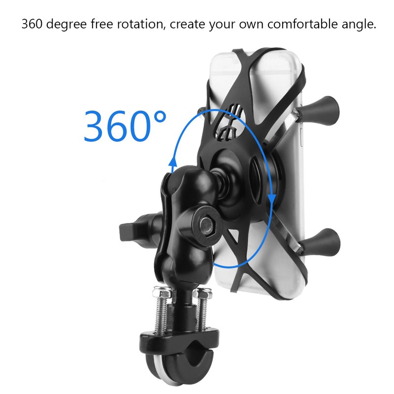 Motorcycle Bike Cell Phone Support 360 Degree Swivel Aluminium Alloy