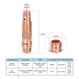 QUARKZMAN TIG Welding Collet Body 10N24 (3/32 Inch) Bore Diameter Copper Consumables for WP-17 WP-18 and WP-26 Series Welding Pack of 5