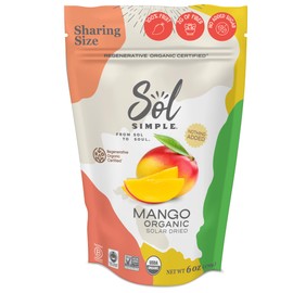 SOLSIMPLE Organic Dried Mango No Sugar Added 6oz Snack Pack (1 Bag) | Dehydrated Fruit | Organic Dried Fruit | No Sugar Added | Healthy snack