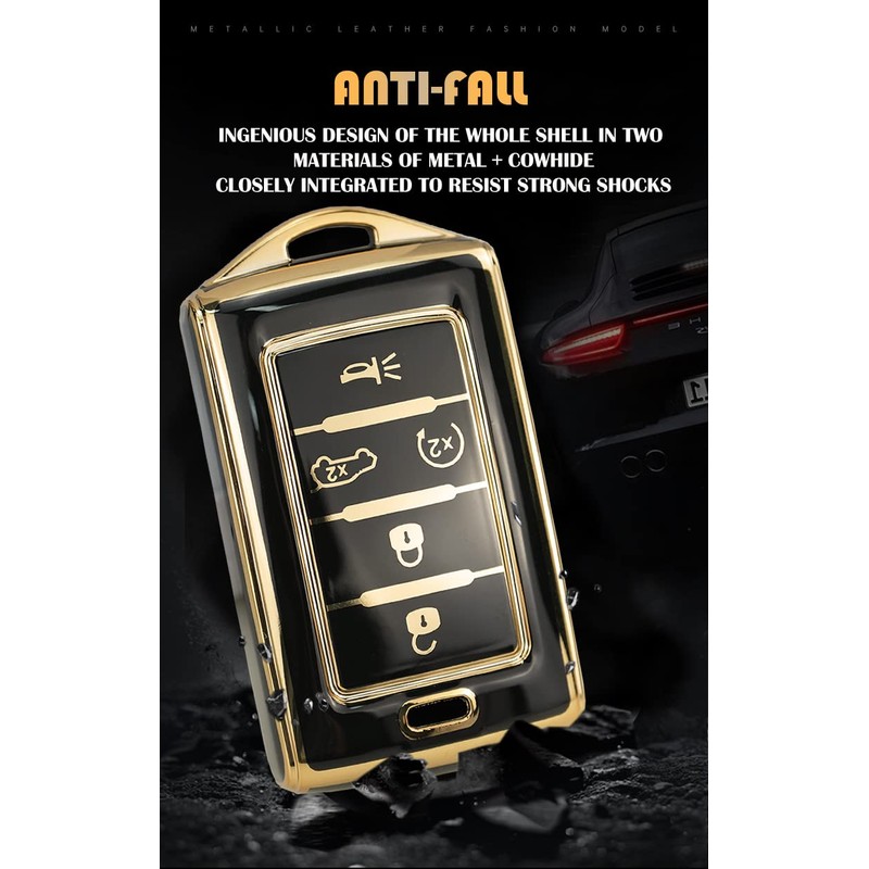 TECART Key Case Fit for Jeep Wagoneer Soft TPU Key