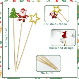 200Pcs Christmas Cocktail Picks for Appetizers,Christmas Tree Snowflake Snowman Cocktail Toothpicks for for Christmas Drink Fruit Dessert Decoration,Style4