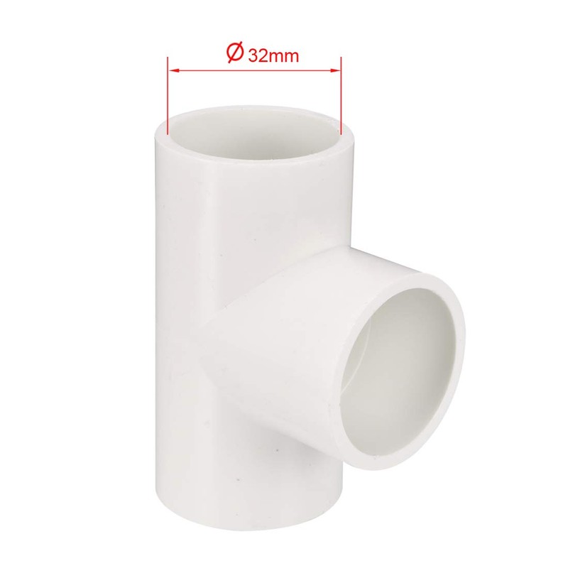 sourcing map 32mm Slip Tee PVC Pipe Fitting T-Shaped Coupling