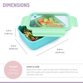 melii Bento Box With Removable Divider, Pink Purple Grey, 42.2 oz