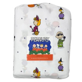 Berkshire Peanuts - Juego de sábanas diseño de otoño y Halloween (blanco, personajes en disfraces de Halloween, individual)