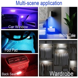 FICBOX 3Pcs Car LED Lights Interior,7 Colors LED Interior Car Lights with 6 Bright LED Lamp Beads,USB Rechargeable Light, Portable Atmosphere Reading Light (Colorful)