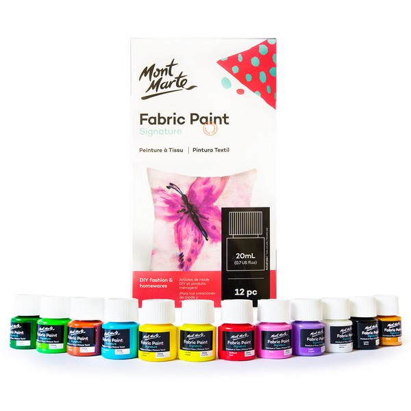 Mont Marte Fabric Paint Set – 12 Pieces x 20ml