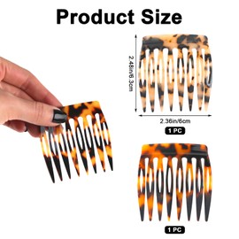 ASUNFO 2 Pcs French Side Hair Combs for Women Bun Small Twist Hair Decorative Hair Comb for Buns and Updos