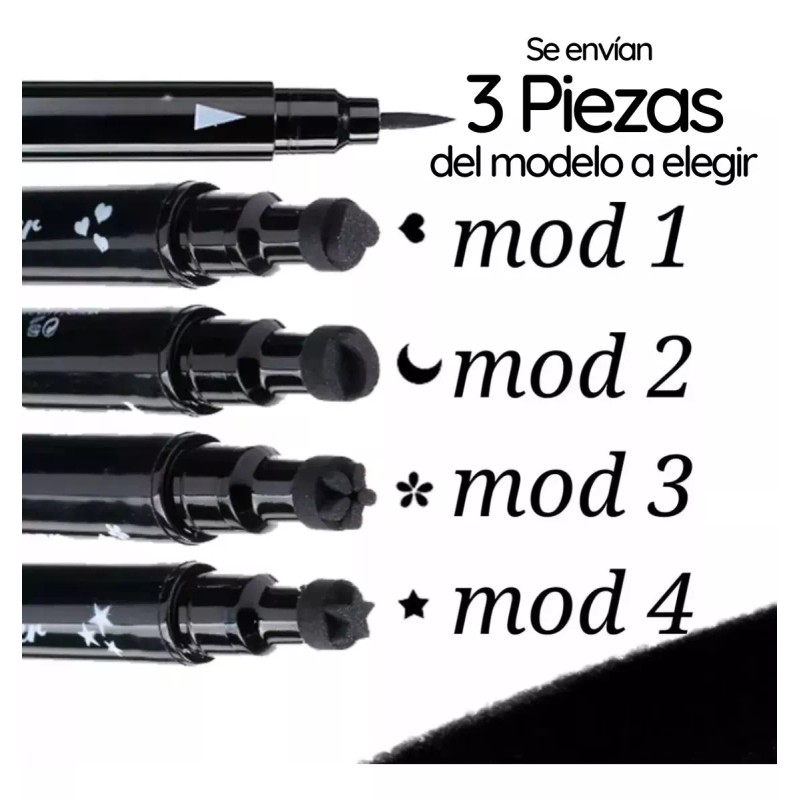 Veraly Delineador De Ojos Negro Plumón Y Sello De Figuras