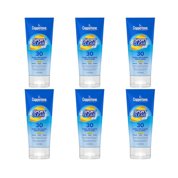 Coppertone Spf#30 Sport Clear Sunscreen 5 Ounce Tube (148ml) (6 Pack)
