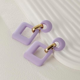 SIXDUTON Neon Earrings Women's Colourful Large Hoop Earrings, 80s Earrings Women 90s Accessories, Acrylic Rhombus Earrings Fashion Jewellery Costume, Carnival, Theme Party, Acrylic, No Gemstone