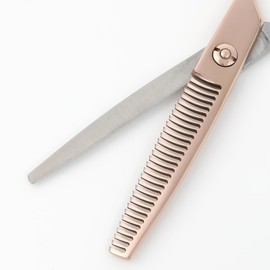 DEEDS GTZ630CT Pink Gold Titanium x Silver Sening, 2-Stage Sening, 30 Blade (Around 25% Skiing Ratio) Pneumatic Scissors, Hairdresser, Haircut, Professional Use, Case Included