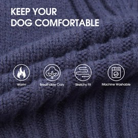 IECOii XXL Dog Sweater,Thermal Knit Big Dog Sweater with Sleeve,Pet Turtleneck Doggy Sweatshirt for Extra Large Dogs Boy Girl,Stretchy Large Dogs Cold Weather Outfit Pitbull Clothes,(Blue,XXL)