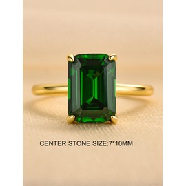 RODIFFY 3.0CT Elongated Emerald Cut Engagement Ring,Emerald Solitaire Simulated Diamond Ring,925 Sterling Silver Promise Wedding Ring, Sterling Silver, Cubic Zirconia