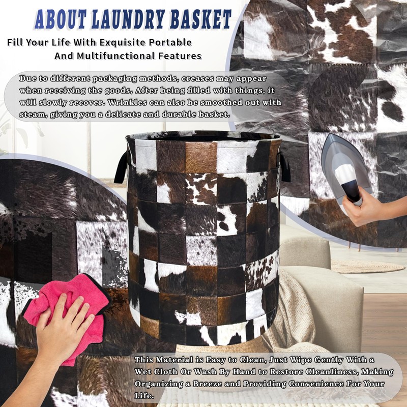 Personalise Cow Print Laundry Basket Oxford Cloth Animal Cowhide Laundry