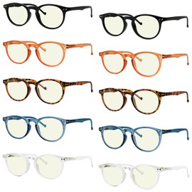 Eyekepper 10 Pack Oval Blue Light Blocking Reading Glasses for Women Round Computer Readers Ladies +2.75