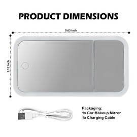 Upgraded Car Vanity Mirror with Lights 5X Magnifying,Rechargeable Visor Mirror with Light with Adjustable 3 Light Modes,Touch Control Car Makeup Mirrors Cars Accessories