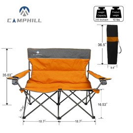CAMPHILL Camping Chair Set of 3, Outdoor Folding Camping Chairs for Heavy People with Cup Holder & Carry Bag,Collapsible Chair Include One Sofa Chair and Two Single Chair,Support up to 500lbs