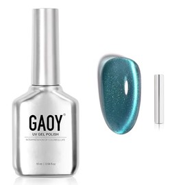 GAOY Blue Cat Eye Gel Nail Polish, 16ml Jelly Glitter Holographic Nail Polish with Magnet, Reflective Translucent UV Gel, 3269 Aurora Borealis