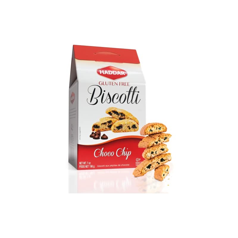Haddar Gluten Free Chocolate Chip Biscotti, 7 oz, Grain Free,