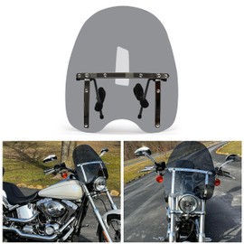 ECOTRIC Universal Tinted Windshield 18"x16" Compatible with Yamaha Honda Suzuki Harley Kawasaki Motorcycle Smoke Windscreen
