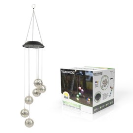Touch Of ECO Solar Metal Orb Wind Chime Light - Color Changing RGB LED, Weather Resistant, 26 Inches Tall, 5 Inches Wide, Perfect for Home, Garden, Decoration - Packs: 1 Pack