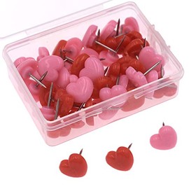 50Pcs Love Heart Push Pins Message Boards Signs Tacks Map Indicator Location Pins