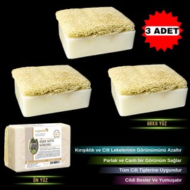 Organicsun Doğal Kabak Lifli Eşek Sütü Sabunu 120 Gr x 3 Adet Tüm Cilt Tipleri İçin Kırışıklık ve Yaşlanma Karşıtı B ve E Vitaminli