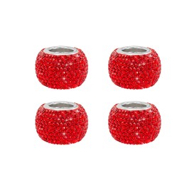 4 Pcs Car Headrest Headrest Collars Rings Personality Bling Crystal Rhinestone Car Seat Headrest Car Interior Decoration Accessories Red