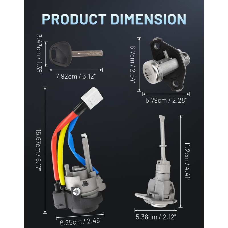 Radvik Ignition Switch Cylinder with Left Driver Side Door Lock,