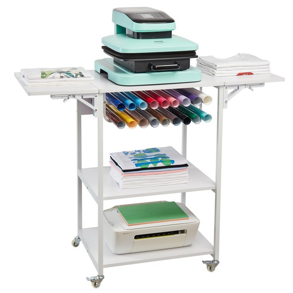 VEVOR 3 Tier Movable Heat Press Table, Foldable Heat Transfer