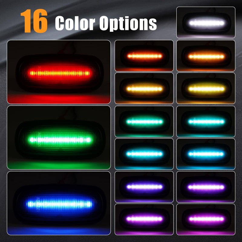 NEIFILES 4PCS RGB LED Side Marker Lights Compatible with 2003-2009