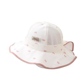 Bansusu Baby Hat, Wide Brim, Baby Cap, Kids, Girls, UV Protection, Summer, Sea Play, Outing, Traveling, Pink, 52.0 cm