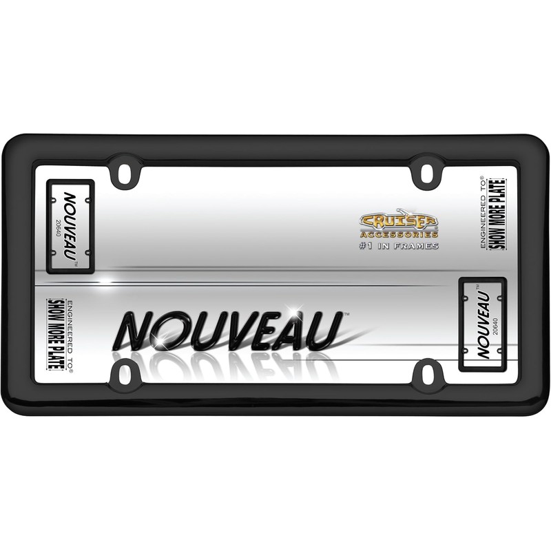 Cruiser Accessories 20640 Nouveau License Plate Frame, Black Plastic, 1
