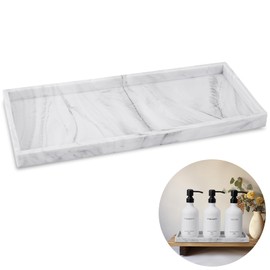 Silicone Soap Dispenser Tray, 11.8" Marble Flexible Kitchen Sink Tray, Bathroom Counter Tray for Soap Bottles, Keys, Jewelry and Dishwashing Accessories