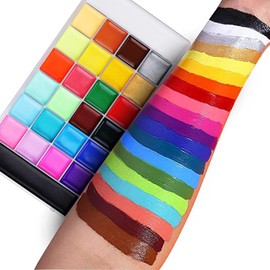 Lictin Pinturas Cara y Corporales de La Copa del Mundo-26 Colores + 10 Cepillas, Pintura Facial Corporales Segura y Saludable Pintura Facial Lavable para Cumpleaños, Navidad, Copa del Mundo