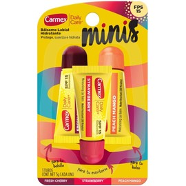 Bálsamo Labial Carmex Minis 3 Tubos Fresa, Cereza, Mango 5 G