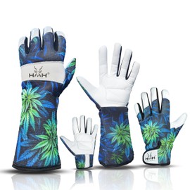 Leather Gardening Gloves For Women Men - Heavy Duty Work Gloves Men Women - Dexterity Gloves – Thorn Proof Safety Gloves garden gloves women Men mechanic gloves builders gloves (Medium, Green-Long)