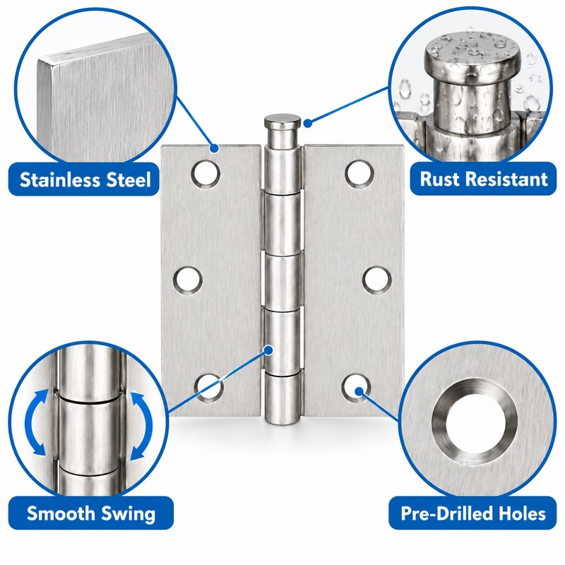 Stainless Steel Door Hinges 1/2/3/4 Inch – Universal Furniture Cabinet