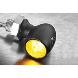 Kuryakyn 2570 Motorcycle Lighting Accessory: Kellermann Atto Dark, Front/Rear LED Turn Signal/Blinker Light with Smoke Lens, Amber, Satin Black, Pack of 1