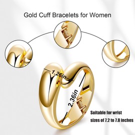 FACAICAI 18K Gold Plated Wide Chunky Gold Cuff Bracelets for Women Chunky Bangle Bracelets Waterdrop Oval Irregular Trendy Wrist Wrap Bracelets Open Minimalist Thick Gold Wrist Cuff Bracelets (Water Drop)