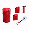 LAFEINA Simulation Oil Drum, Shovel,Fuel Tank,Fire Extinguisher Scale Accessories for