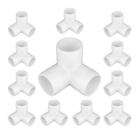 12-Pack 3 Way PVC Fittings 1 Inch, Furniture Grade PVC Pipe Connector PVC Elbow for All DIY PVC Structure and Frames, SCH40 PVC Pipe, PVC Pipe Tee Corner Fitting