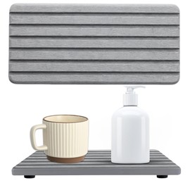 2 x Water Absorbent Stone for Sink 21 x 10 cm Water Absorbent Coasters Bathroom Coasters Water Absorbent Stones Drip Mat Stone Rubber Sole Drip Mat Sink Kitchen Coffee Mat