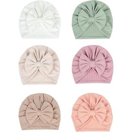 ZSKEUR Gorritos Bebe Recien Nacido, Juego de 6 Gorros para Bebes de 0 a 6 Meses, Turbantes para Bebe Niña, 17x16 cm, Poliéster, Ideales para Cuidado Diario, Visitas al Hospital y Fotos Familiares