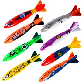 ASONA 8 PCS Pool Diving Toys, Diving Shark Underwater Diving Toy for Kids Age 4-8, 8-12, Diving Swimming Training Tools, Sinking Throwing Pool Toys Pool Party Favors, Pool Game Tools for Boys Girls